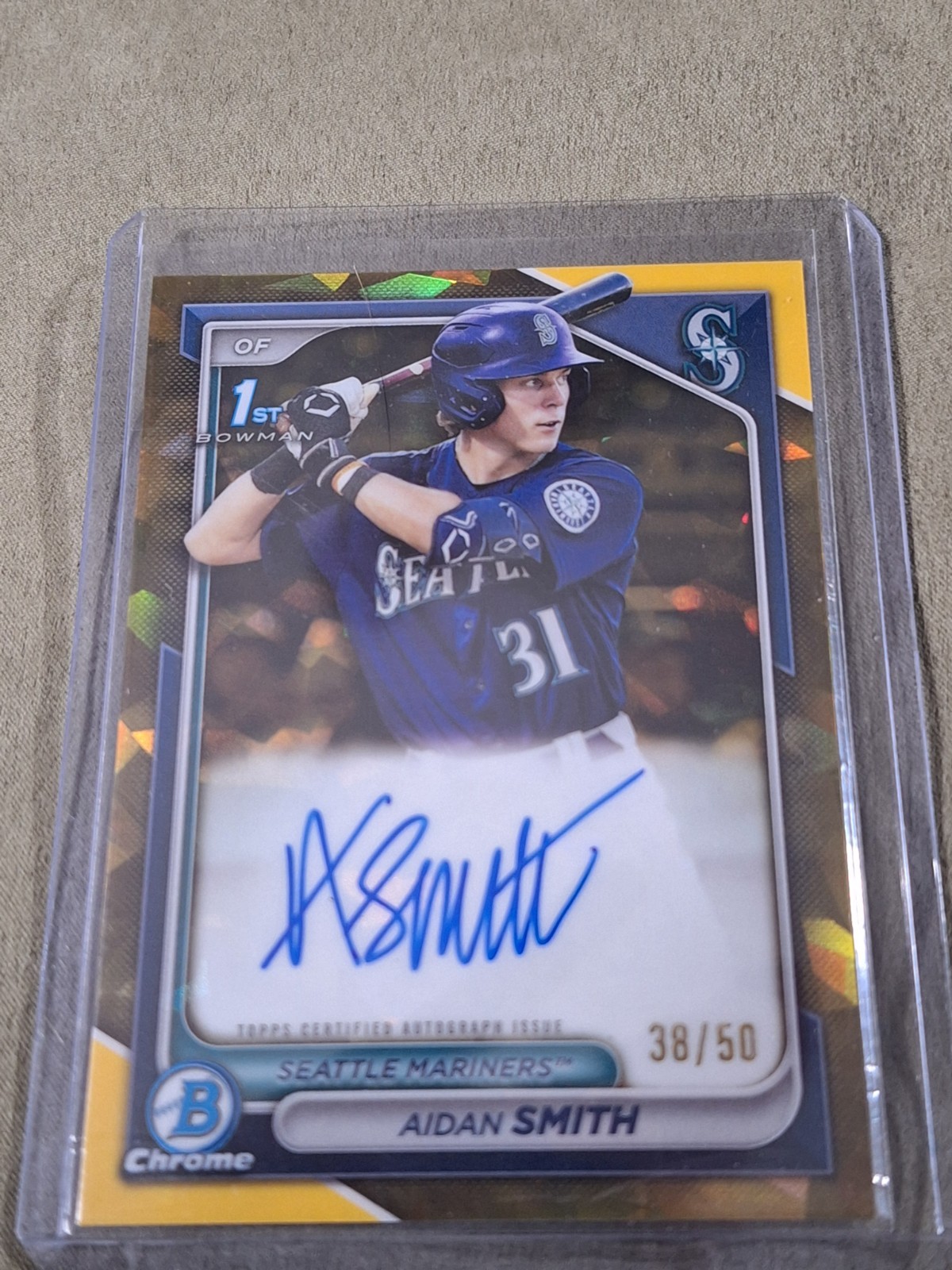 2024 Bowman Sapphire AIDAN SMITH 1st Bowman Chrome AUTO  GOLD SAPPHIRE SP #/50