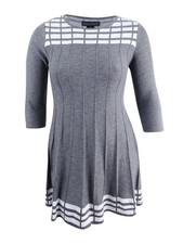 Jessica Howard Women's Plus Size Patterned Sweater Dress (1X, Grey)