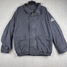 Bulwark Excel FR Jacket Mens XL Blue Flame Resistant Work Bomber Canvas Lined