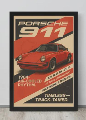 1984 Porsche 911 Poster, Retro Air-Cooled Classic Wall Art, Garage Decor Gift