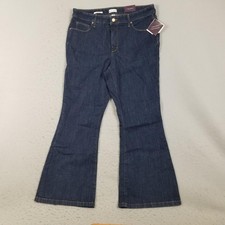 Ava  Viv Jeans Womens 18 High Rise Flare Blue Dark Wash Stretch Shaping Denim