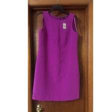 Ann Taylor Purple Sheath Dress Sleeveless Round Neck Knee Length Size 8