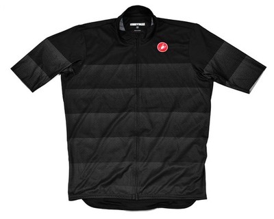 Castelli Cycling Jersey Mens Large Black Gray Striped Full Zip Short Sleeve Bike