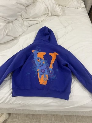 VLONE Legends Never Die Blue Cotton Fleece Hoodie Graphic Print Pullover Men