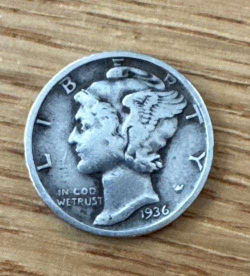 1936-P Mercury dime, 90% silver dime