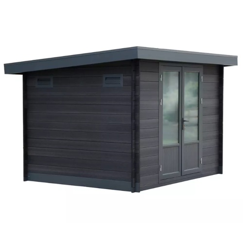 HORI Gartenhaus 28mm Kunststoff WPC Gerätehaus Pultdach Geräteschuppen