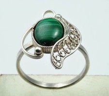 Fain fashion silver ring set Malachite stone, sterling