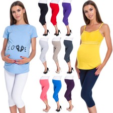 Pregnancy Cropped Leggings Very Comfortable 3/4 Maternity Pants Size 8-22 PREG34