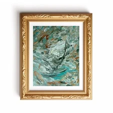 Original Art Abstract Acrylic 11"x14" Modern Green Blue Painting by Jimarieart