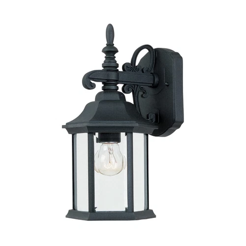 14 Inch Black Outdoor Lantern Sconce Elegant Wall Light Fixture for Entryway - Picture 1 of 11