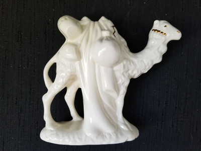 Porcelain Nativity Camel Figurine White with Gold Trim 7'' Tall 8'' Wide
