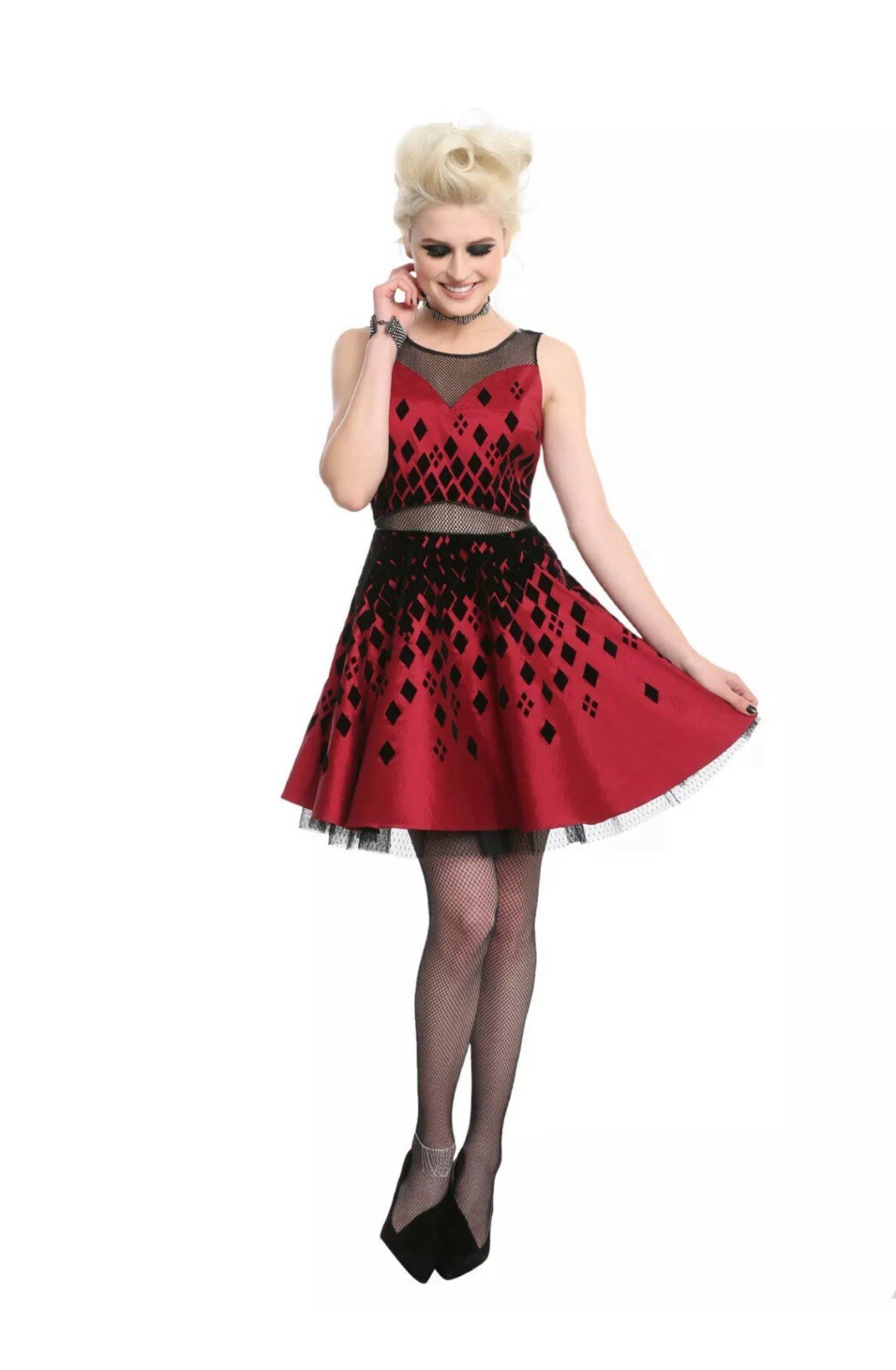 Hot Topic DC Comics Dress Size 2X Red Harley Quinn Formal Prom Party Cosplay