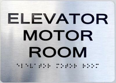 Elevator Motor Room Sign With Braille and Raised Letters (Aluminu..REF24-1027