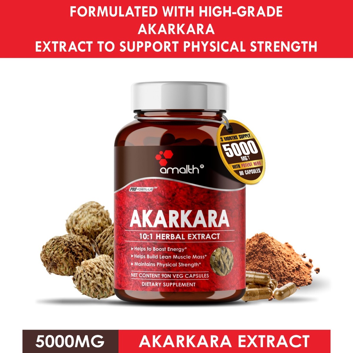 Complément Alimentaire Akarkara (Pyrethrum Anacyclus) 10000mg - 90 Gélules - Soutien Libido Et énergie