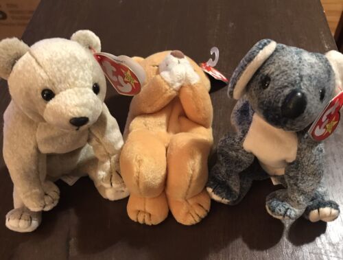 TY BEANIE BABIES (3) BEARS EUCALYPTUS, ALMOND,HOPE - GET 2 MORE FREE SEE PICS - Picture 1 of 5