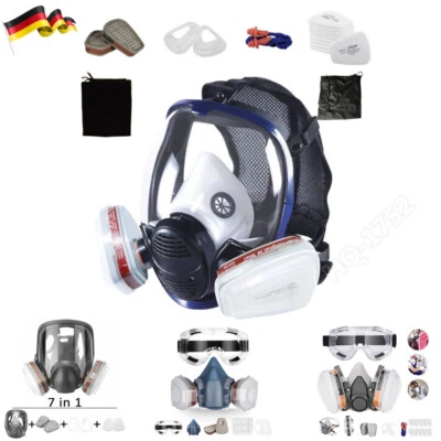 Gasmaske Staubmaske Lackiermaske Atemschutz Vollmasken mit Aktivkohle Filter - Bild 1 von 4