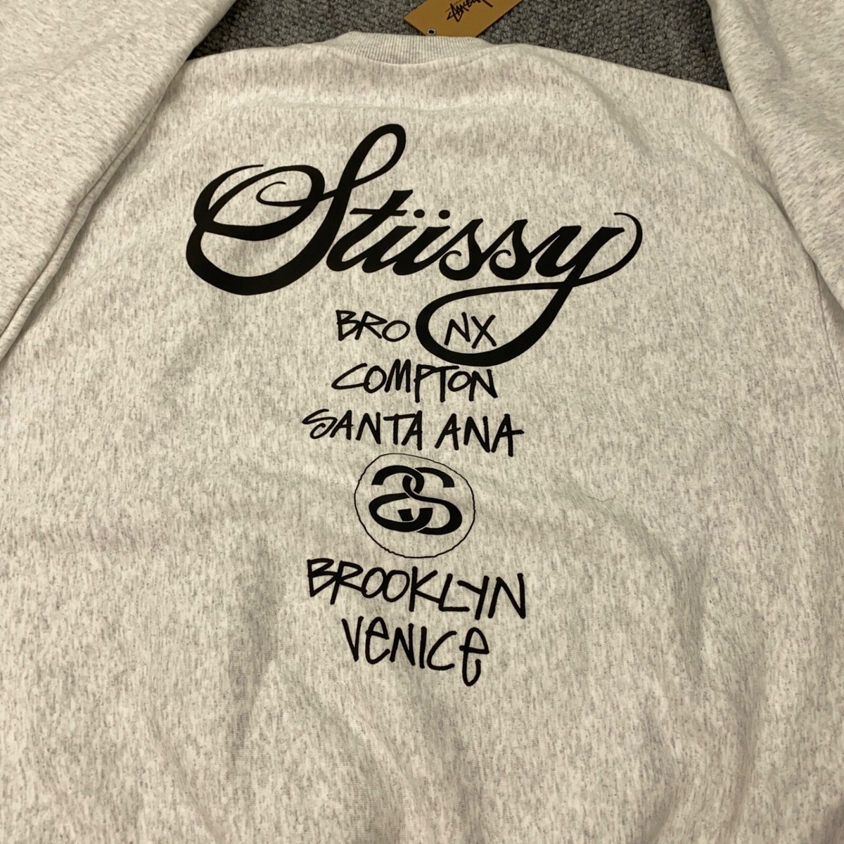 Stussy World Tour Crew Mens XL Gray Sweatshirt NWT | eBay