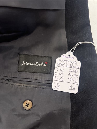SUPER 110 Samuelsohn Men's Dark Gray Striped Wool Blazer 42L $1,295 - Picture 8 of 10