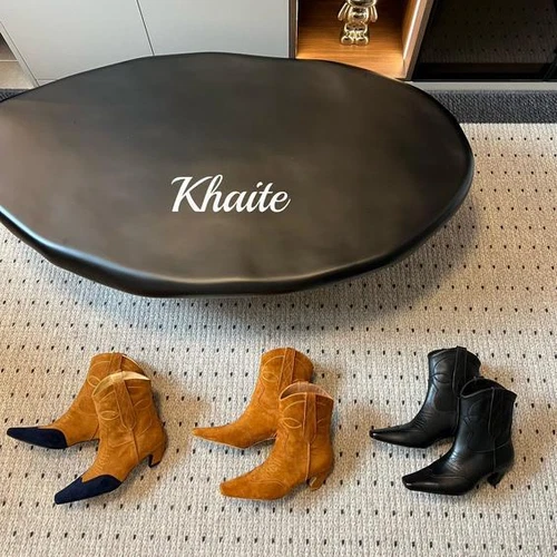 KHAITE Kurzstiefel 100% Leder Square Head Westernstiefel, kurze Freizeitstiefel - Bild 2 von 29