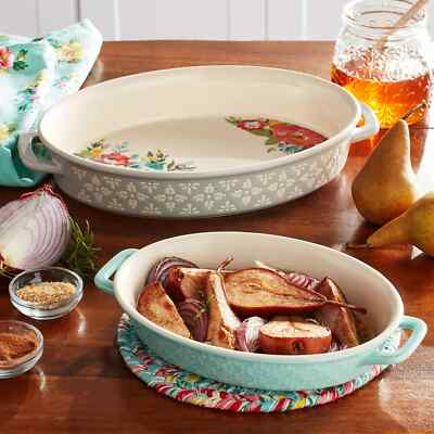 The Pioneer Woman Sweet Romance Blossoms 2-Piece Oval Ceramic Baking Dish