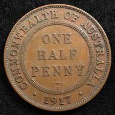 Australia 1/2 Penny 1917I, Coin, Inv#I405