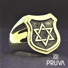 Y94-C06 CUSTOM 925K SOLID STERLING SILVER RING GOLD PLATED JEWISH STAR OF DAVID