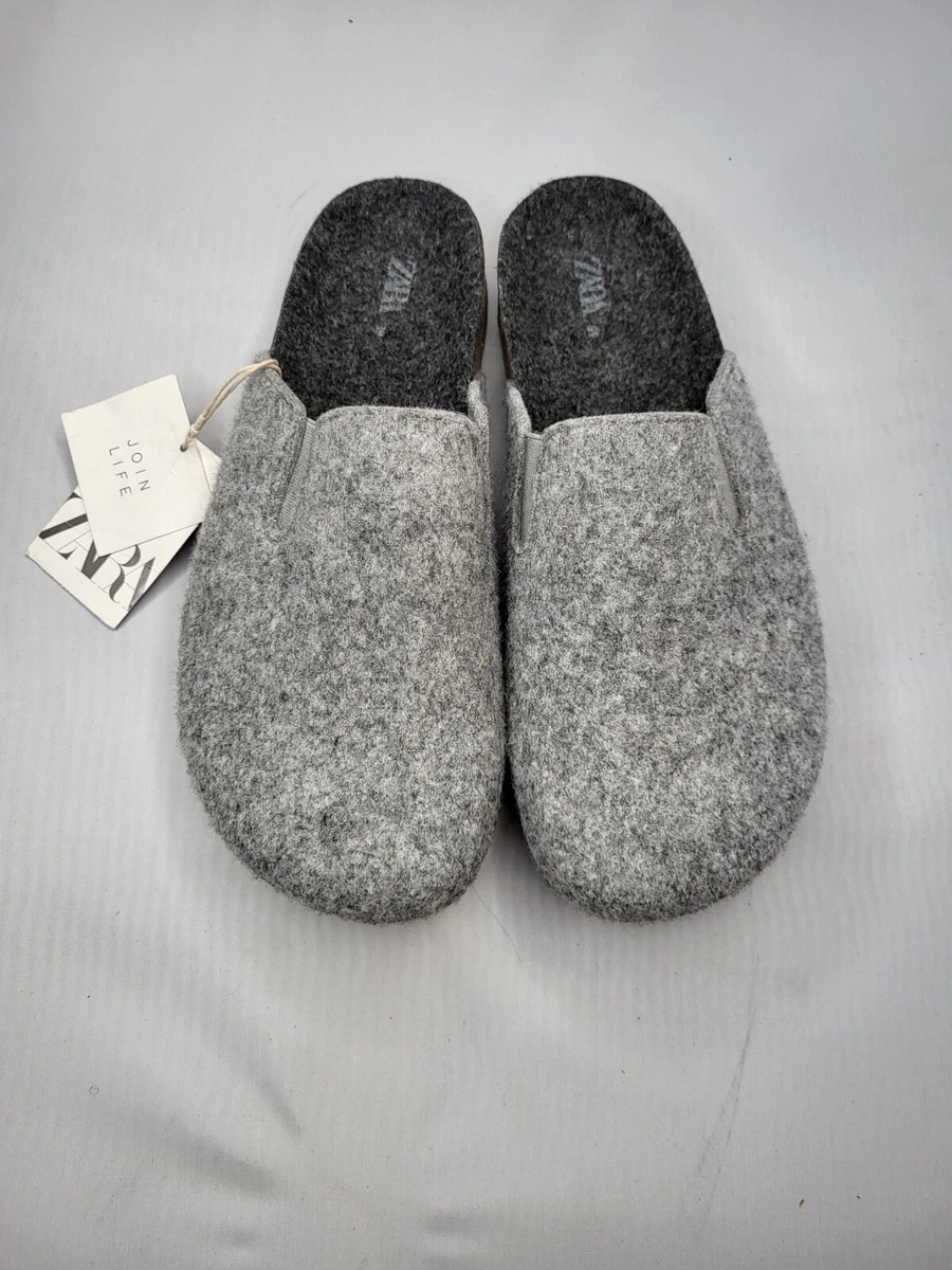 ZARA Home GRAY Man High Quality Felt Style House Slippers SIZE 6 EU 39 | eBay