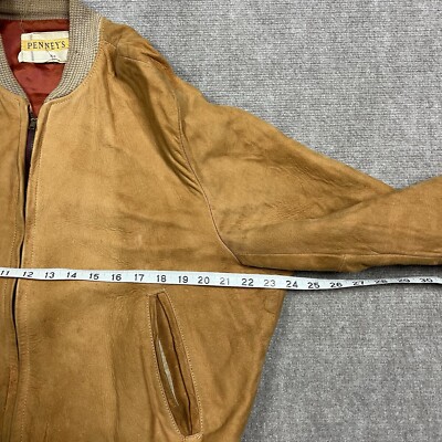 Vintage 50s Penneys Suede Leather Bomber Jacket Size 44 Rockabilly