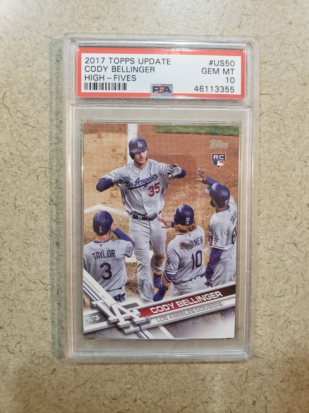 2017 Topps Update Cody Bellinger High-Fives PSA 10 SP Variation Rookie RC #US50