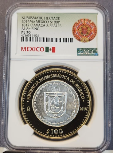 2014 MEXICO SILVER 100 PESOS S100P 1812 OAXACA 8 REALES NGC PL 70 PERFECTION