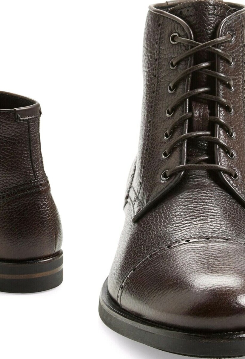 Aquatalia Carter Men’s Waterproof Cap Toe Boots Size US 7.5 Aquatalia Carter Mens Dark Brown Leather Cap Toe Lace Up  main image 3