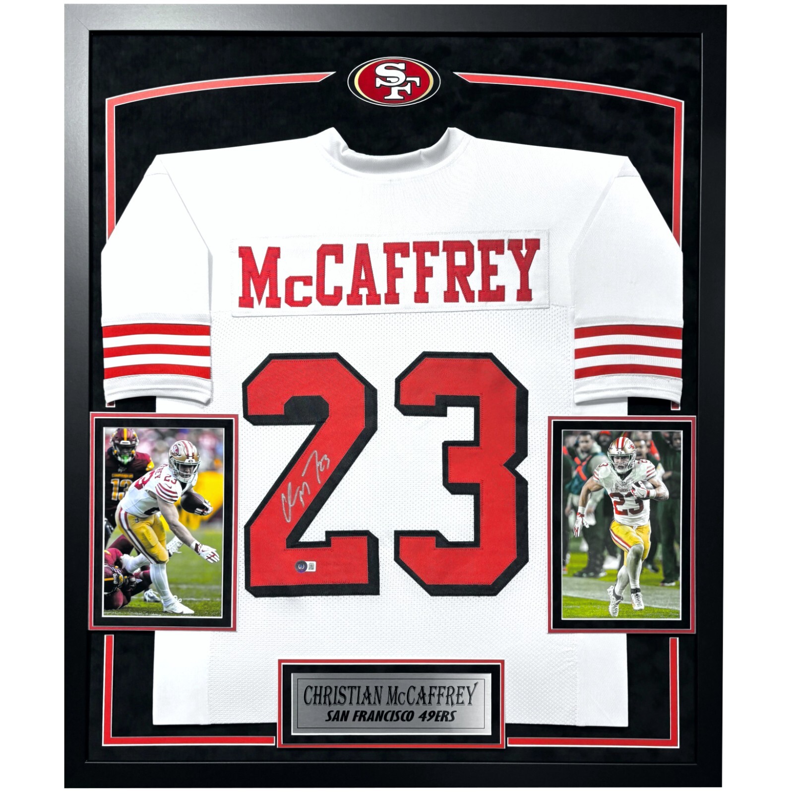 Christian McCaffrey Autographed Signed San Francisco 49ers Jersey Framed BAS 