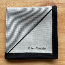 HANDKERCHIEF BLACK WHITE STRIPED PLAIN MEN'S COTTON POCKET SQUARE 17" A-0789