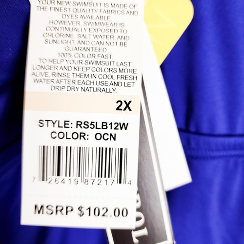 Kenneth Cole Reaction Traje De Baño Talla 2 X Mujer Vestido De Baño Azul - Imagen 7 de 10
