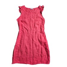 Lina Tomei Linen Ruffle Sleeve Mini Dress M Italy Coastal Resort Vacation