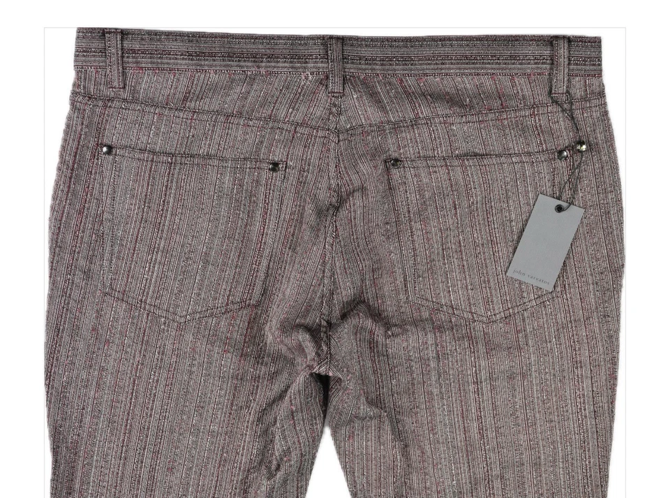 John Varvatos 男式浅粗花呢羊毛 5 口袋裤子 34 全新 498 美元 J293S1-BCBE — 第 3/4 张图片