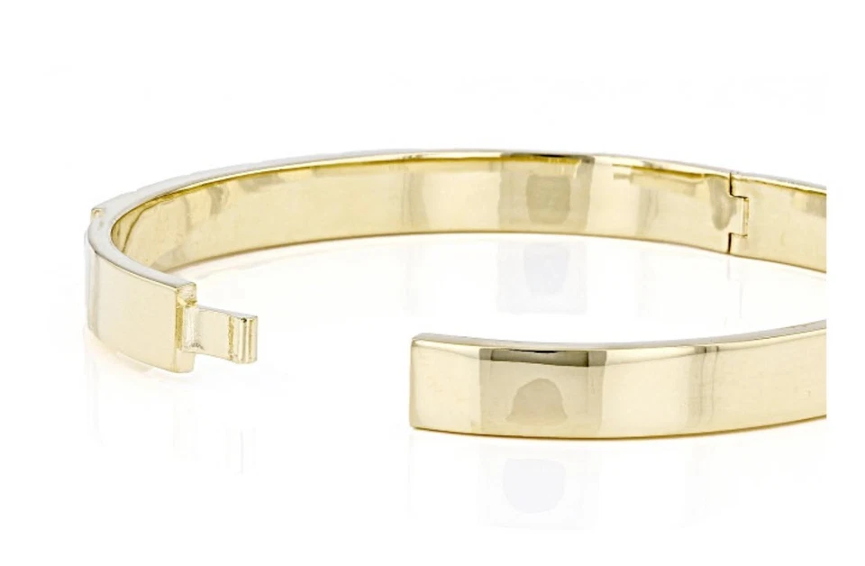 Brazalete Moda Al Massimo Oro Amarillo 18k Sobre Pirámide de Bronce Ovalado Bisagras Foto 3 de 3