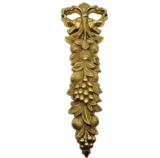 VTG Solid Brass Drop Wall Hanging Vertical Fruit Leaves Bow Louis XVI Style 13"