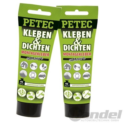 2x 80ml PETEC KLEBEN- UND DICHTEN ECOLINE MONTAGEKLEBER SCHWARZ
