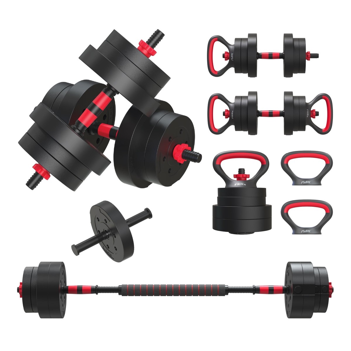 Fitrx 5-in-1 Adjustable Dumbbell Set - 45 Lbs for Home Workouts | eBay
