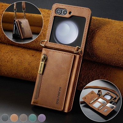 Handy Hülle für Samsung Galaxy Z Flip 5 Flip 4 3 Leder Schutz Tasche Case Cover