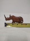 Hand Carved Wooden Rhino 2 Piece Set Figurines - 10" Long - African Made - Used — photo 3