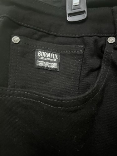 Born Fly Regular Fit Black Jeans Men’s Big Tall 44x35 Lightweight Stretch Denim - Picture 4 of 11