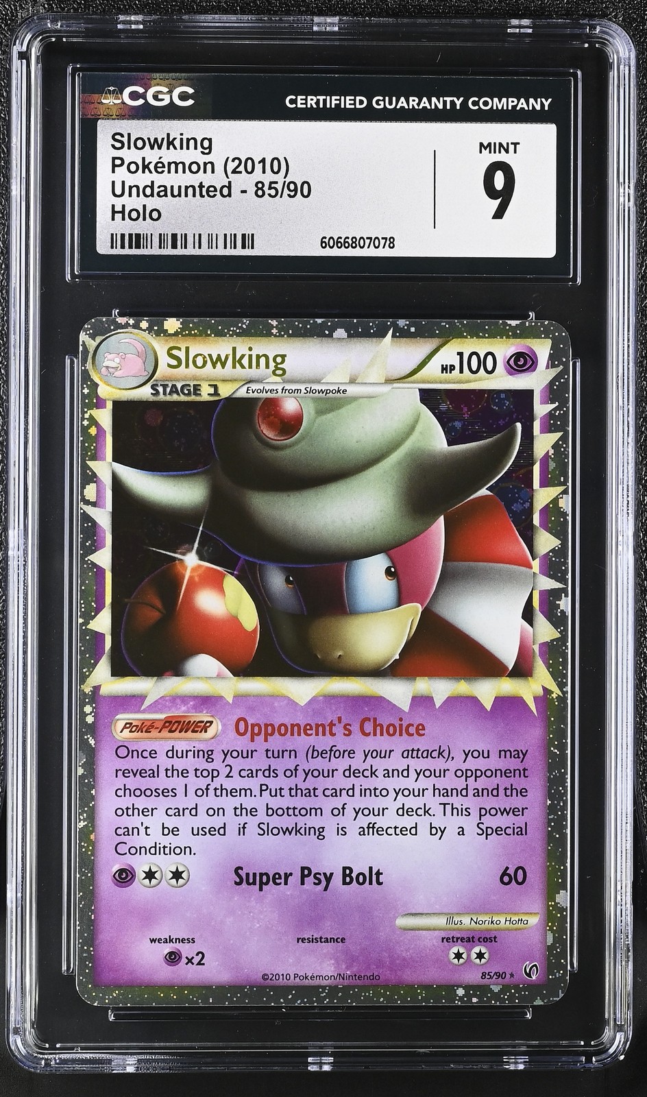 CGC 9 MINT Slowking 2010 Undaunted 85/90 Holo Pokemon Card