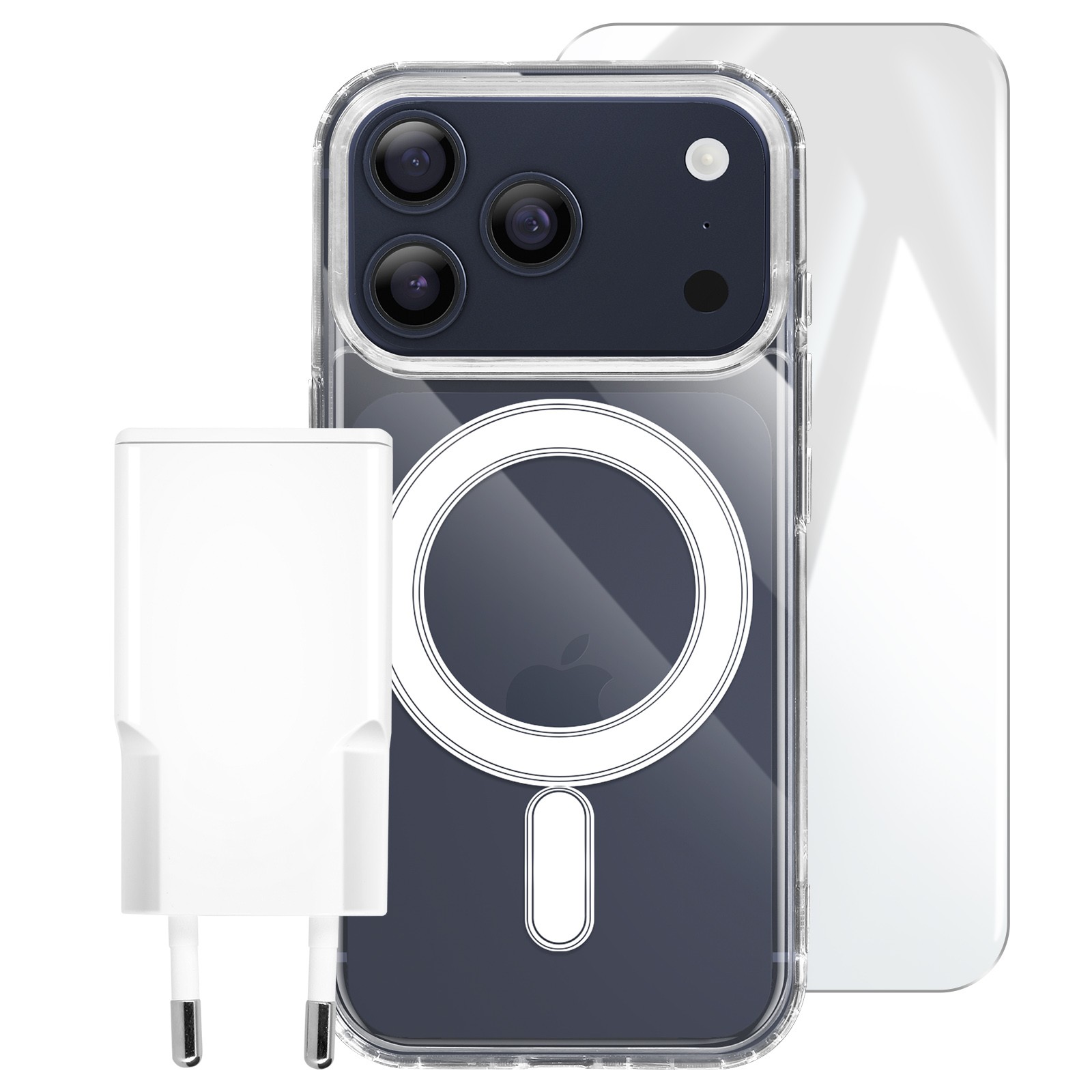 Kit de recharge iPhone 17 Pro avec câble USB-C et coque de protection pour le voyage