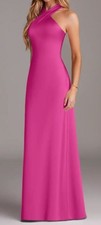 Azazie Doretta Fuchsia Mermaid Pleated Stretch Satin Dress Women Size A 12 NWT