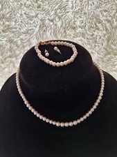 Child/Youth Faux Pearl Necklace With Matching Bracelet Earrings