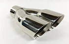Exhaust Tip 2.50  Inlet Dual 3.00  X 9.50 Long  Round Double Wall Polished 304 S