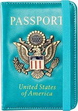 Passport Holder Cover and Card Case Slot Combo RFID Blocking Leather Travel Pass