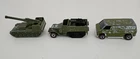 1974 Hot Wheels-US Army Gun Bucket Truck, MP Van, and  Army tank.